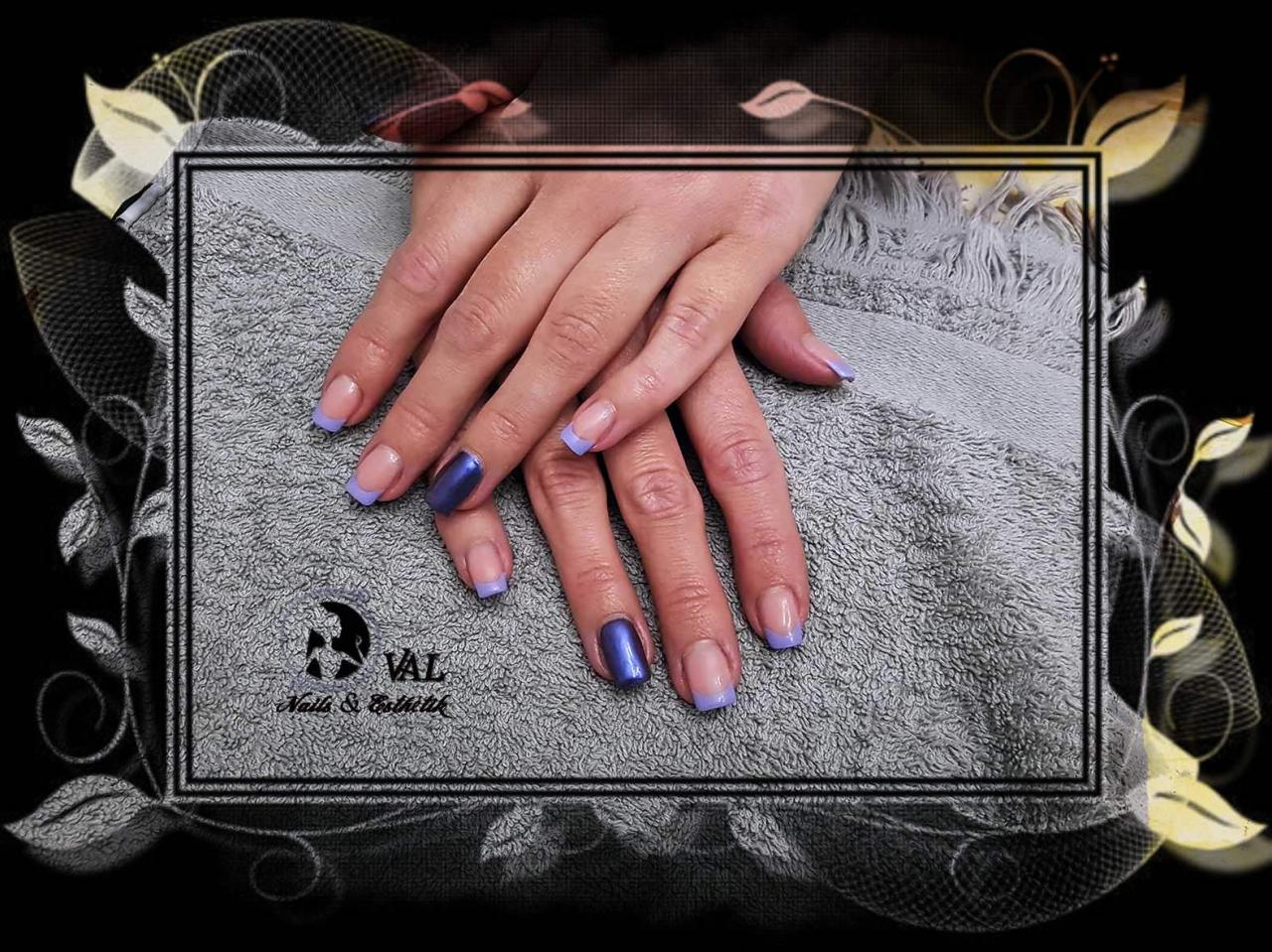 Pose en Gel & French Violette. Déco's  Effet Chrome